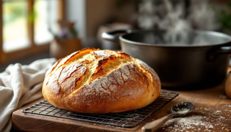 Pain maison sans pétrissage : croûte fine, mie aérée au four