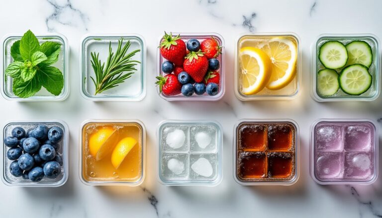 découvrez 9 combinaisons de glaçons aromatiques à base d’herbes, fruits ou café pour rafraîchir et sublimer vos boissons cet été. des idées simples à tester !