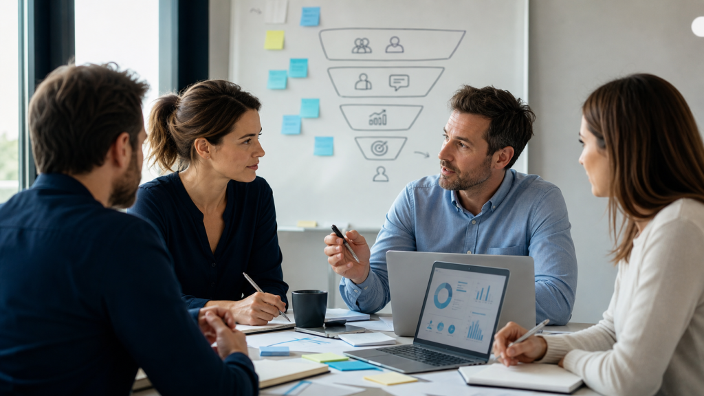 Atelier collaboratif entre les équipes vente et marketing